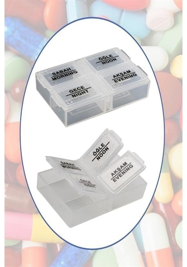 Ams Net 4 Öğün Günlük Hap İlaç Saklama Taşıma Kutusu İlaç Hatırlatıcı Beyaz