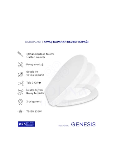 Genesis C Tip Oval Form Duroplast Yavaş Kapanan Klozet Kapağı