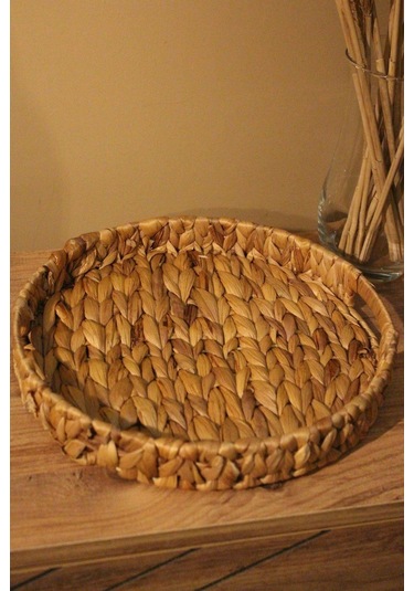 Hasır Su Sümbülü Yuvarlak Tepsi Küçük Boy Organizer Düzenleyici Diğer