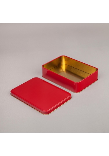 Kırmızı Metal Kutu 19x13,5x4,5 Cm