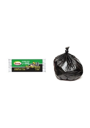 J-500 Jumbo Boy Çöp Torbası 80 X 110 Cm 10 Lu Rulo X 1 Paket 10 Adet Siyah