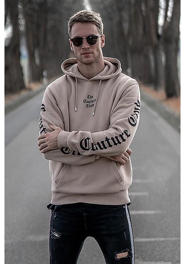 Madmext Camel Baskılı Kapşonlu Sweatshirt 2877-camel Camel