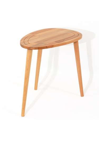 Sweet Naturel Renk Masif Doğal Ahşap Yan Sehpa Tekli Zigon Sehpa