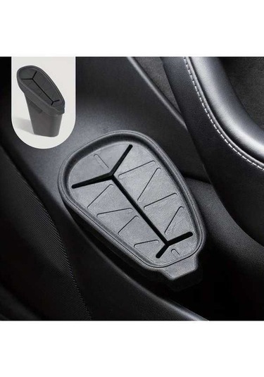 Fastbuy Topnotch Tesla Model 3 Araç Çöp Kutusu Kapaklı Siyah Dayanıklı Plastik İç Aksesuarı Siyah Siyah