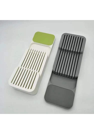 Dianziye Gri Mutfak Bıçak Düzenleyici, Çekmecelik Bıçak Konteyneri, Dayanıklı Malzeme, Evde Kullanımı İçin Pratik Bıçak Tutucu Gri