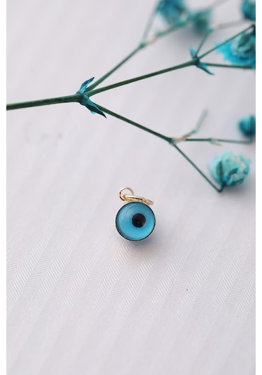 14 Ayar Altın Mini Mavi Göz Boncuk Kolye Ucu