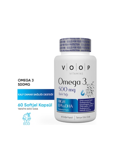 Voop Omega 3 Balık Yağı 500 MG 60 Kapsül