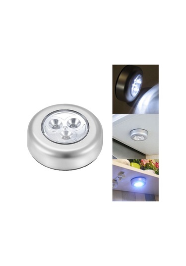 Kablosuz Spot Pilli Dokunmatik Led Lamba 3 Ledli Dolap Lambası Siyah