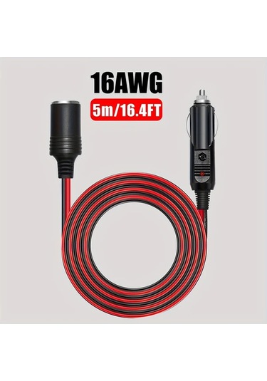Dashanshop 6ft Araç Uzatma Kablosu 16awg Sigortalı Led Işıklı Oto Şarj Ve Pompa