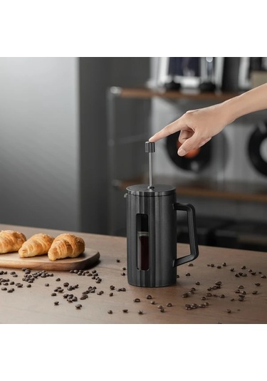 Xuweiwei 1 Adet Thejz 1000ml Fransız Press Kahve Makinesi 4 Seviye Filtreli Yeniden Kullanılabilir Beyaz Beyaz