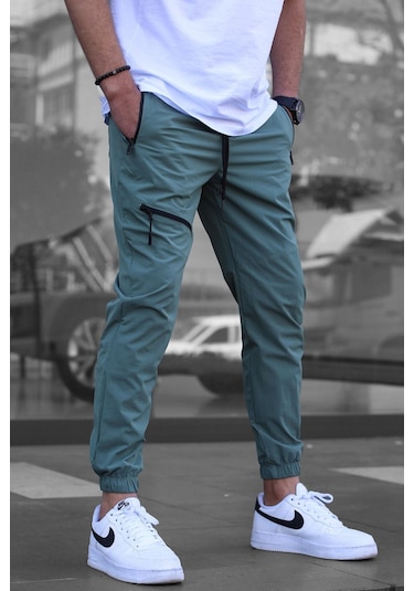 Madmext Mint Yeşili Fermuar Detaylı Paraşüt Jogger Pantolon Mint Yeşili Mint