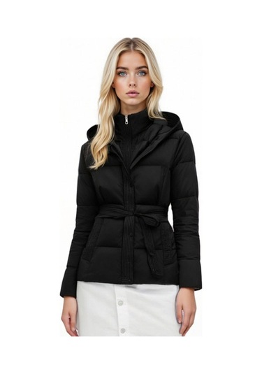 F3.siyah..kadın Şişme Mont Suya Dayanıklı Kısa Model Siyah