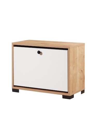 Just Home Aspendos Düşer Tek Kapak Ayakkabılık - Safir Meşe / Beyaz Safir Meşe / Beyaz Beyaz - Safir Meşe