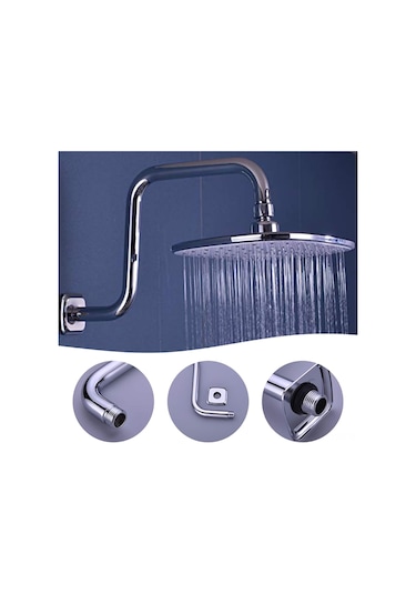 Qingmipy Stainless Steel Duş Başlığı Geliştirici Kolu, 22mm Flanşlı Ayarlanabilir Yükseklik Artırıcı, Banyo Konforu İçin Esnek Açılı Duş Kolu Gümüş
