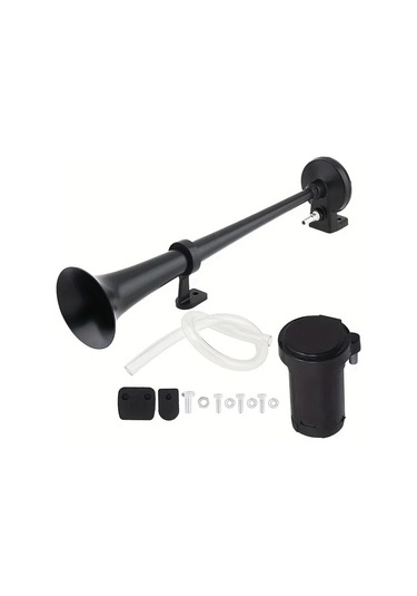 Dashanshop 12v Kara Trompetli Siyah Korna Kamyon Suv Tekne Motosiklet İçin