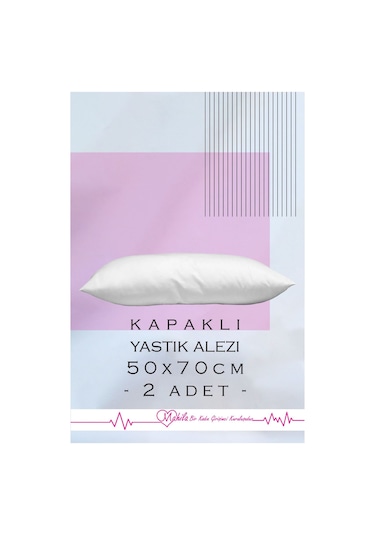 2 Adet 50x70 Yastık Alezi, Sıvı Geçirmez Yastık Alezi, Kapaklı Yastık Alezi, Yastık Koruyucu Beyaz