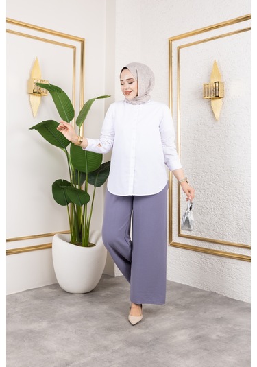 Beli Lastikli Salaş Ayrobin Pantolon - Gri / A0103 Gri