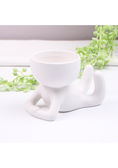 Suofeng İnsan Figürlü Seramik Saksı - Minimalist Nordik Stil Çiçeklik Ve Dekorasyon
