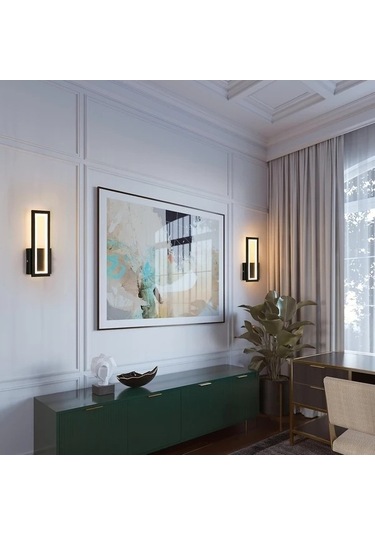 Fastbuy Modern Led Duvar Lambası Siyah Akrilik İç Aydınlatma 3000k Sıcak Beyaz Yatak Oturma Odası Siyah Siyah
