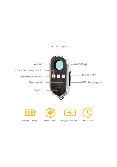 Sones S200 Led El Fenerli Kamera Dedektörü Beyaz Beyaz