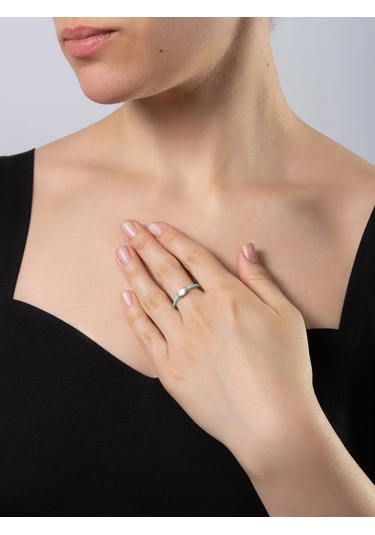 Vladlena 925 Ayar Gümüş Emaye Ve Taşlı Altın Yüzük 327336119 Altın