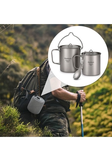 Dancemonkey Aomiun 750ml Titanyum Su Bardağı - Kapaklı, Katlanır Saplı, Kamp Ve Piknik İçin Çok Renkli