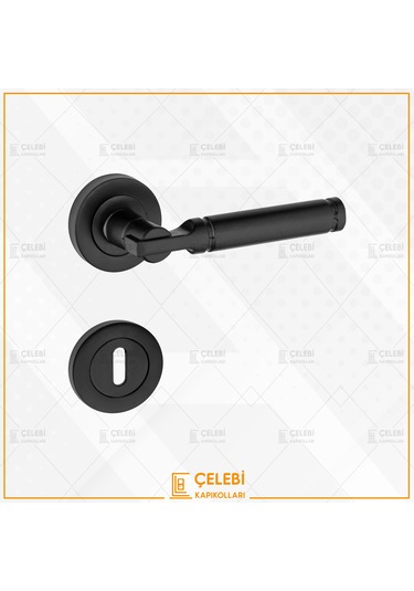 Can Kol Yuvarlak Rozetli Siyah Oda Kapı Kolu
