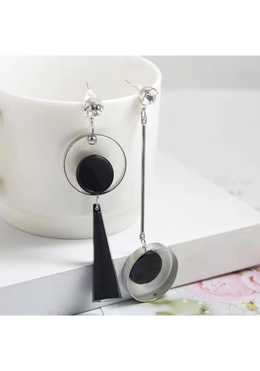 Moveevo Altın Renkli合金材质 Uzun Tek Çubuk Asimetrik Minimalist Geometrik Küpe Gold