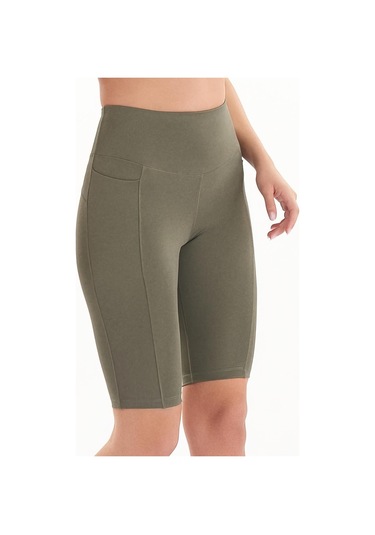 Josejuan Kadın Toparlayıcı Yüksek Bel Cep Detaylı Spor Biker Tayt 7108-haki Haki