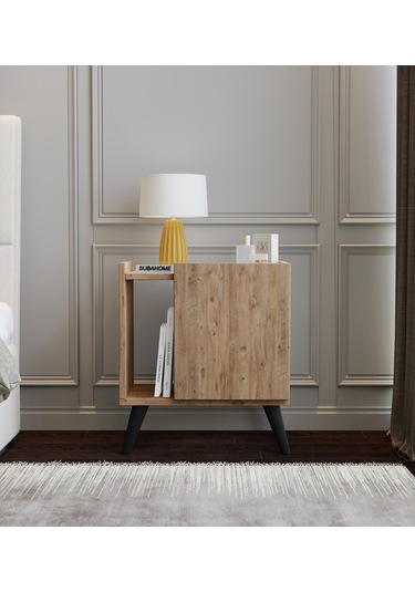 50 Cm Mdf Modern Ayaklı Ahşap Komodin Çok Amaçlı Dolap Yan Sehpa