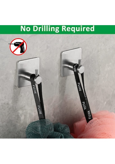 Zift Unique 2 Adet Paslanmaz Çelik Krom Banyo/Bornoz/Havlu Askısı Krom