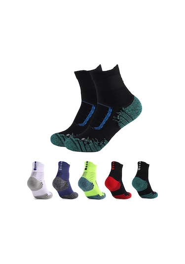 Youmex Basketbol Çorapları M34-39 Orta Uzunluk, Konforlu Poliester, Nemi Emici, Kaymazsız Taban, Lacivert Koyu Mavi