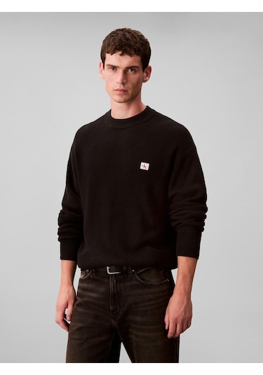 Calvin Klein Ls Ez Cotton Waffle Crwnk Swtr 9-12619 Siyah