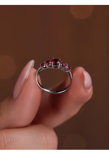 Lucente 925 Ayar Gümüş Kırmızı Taşlı Yüzük 246659875 Kırmızı