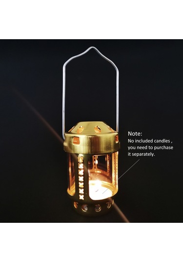 Mufunye Kamp İçin 2'li Tealight Fener Paketi - Gümüş + Altın Çok Renkli