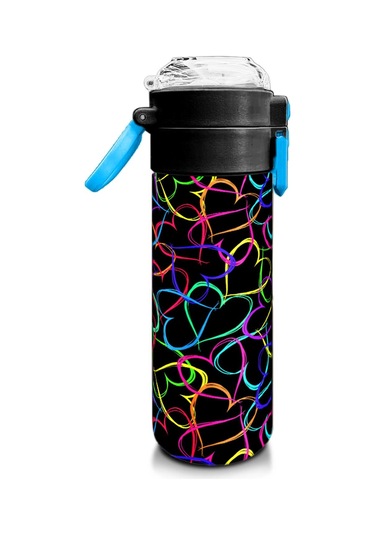 Coral High Kids Çok Renkli Kalp Desenli Pipetli Ve Direkt İçim Çelik Termos 500 Ml 31870 Siyah - Yeşil