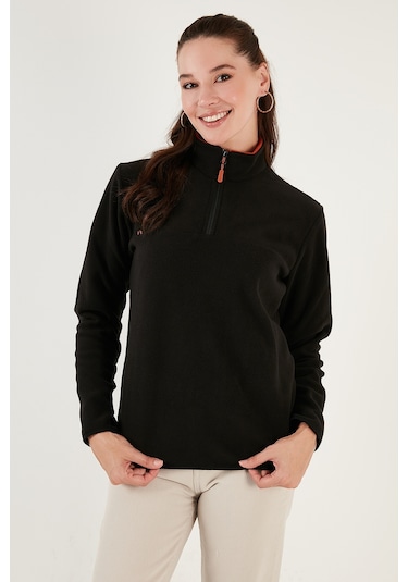Lela Slim Fit Yumuşak Dokulu Anti-Pilling Tüylenme Yapmayan Yarım Fermuarlı Bayan Polar 5907000 Siyah Lela Slim Fit Yumuşak Dokulu Anti-Pilling Tüylenme Yapmayan Yarım Fermuarlı Bayan Polar 5907000 Siyah