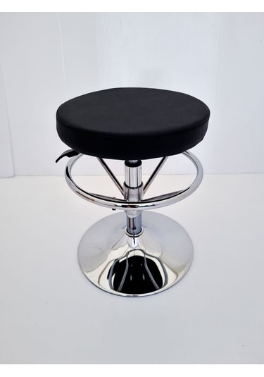 Siyah Deri Yüksek Bar Boy Tabure