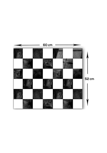 Decorita Cam Ocak Arkası Koruyucu | Damalı Desen | 52cm x 60cm