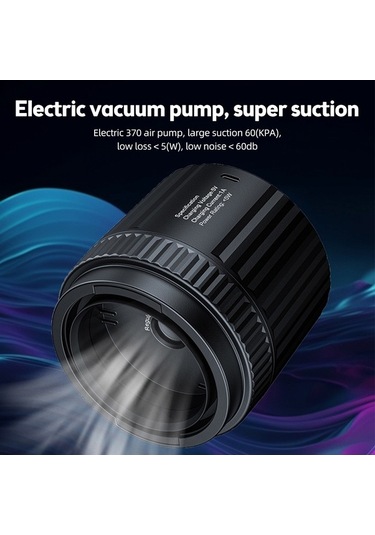 Novahub Abs Ve Silikon Vakumlu Kavanoz Mühürleyici, 60kpa Emiş Gücü, 3.5l/s Hava Akışı, 150sn Çalışma Süresi Siyah Siyah