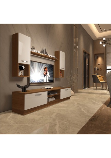 Decoraktiv Eko 5dab Slm Dvd Tv Ünitesi Tv Sehpası Ceviz - Beyaz