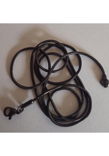 Snake Yılan Model Siyah Erkek Çelik Kolye Zincir Yuvarlak Model (533606585) Çelik