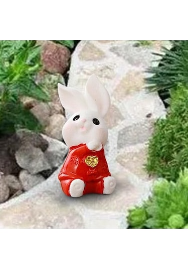 Lijinxu Karikatür Tavşan Heykeli Hayvan Modeli Masa Süs Ofis Ev