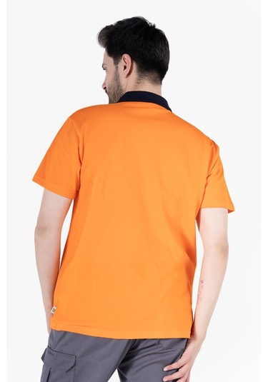 T-shirt %100 Pamuk Polo Yaka Fleto Cepli %100 Pamuk Turuncu