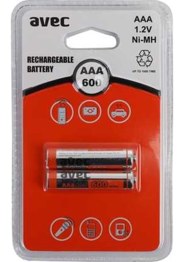 Avec 600 Mah İnce Pil 2'Li