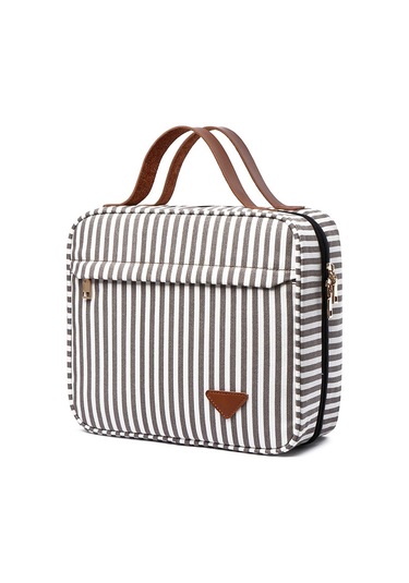 Sones Taşınabilir Büyük Kapasiteli Kozmetik Çok Bölmeli Saklama Çantası Gri