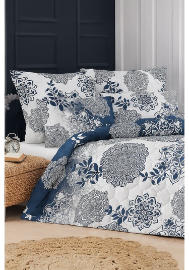 Sardinia Çift Kişilik Kapitone Dolgulu Pike 4 Mevsim Petek Dsn Yastık Kılıfı Dahil 200x230cm Mavi