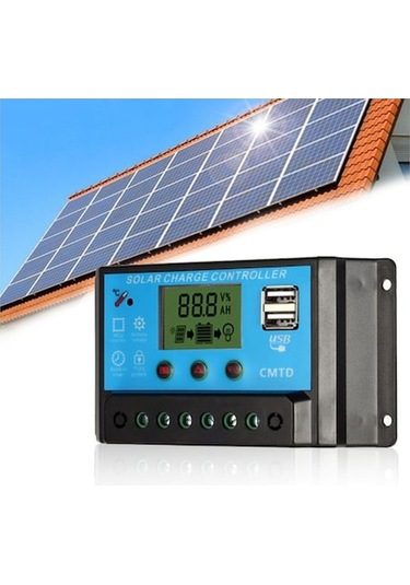 10a 12.6v Lcd Güneş Şarj Kontrol Cihazı Pwm Şarj Regülatörü Güneş Paneli Lityum Pil Lambası Aşırı Yük Koruması