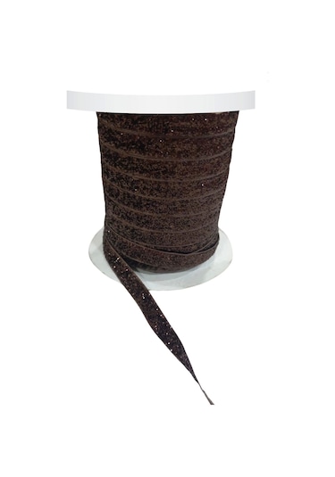 Kadife Kurdele Simli 1 Cm Kahverengi 10 Metre