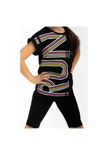 Roly Poly 2776 Run Siyah Kız Çocuk Bermuda Tayt Takım